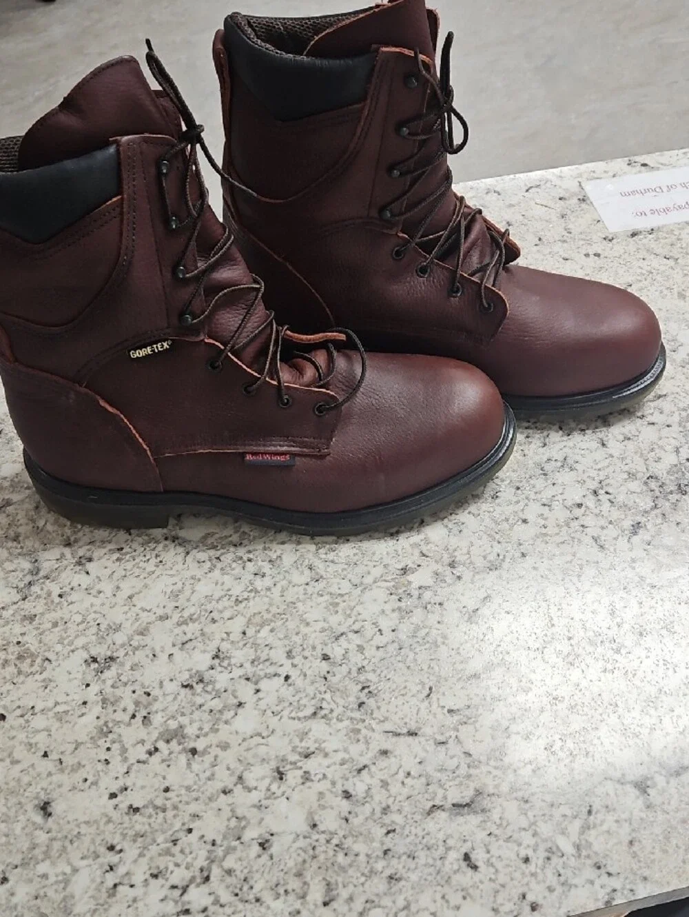 Red Wings Brown Leather Men's Work Boot — Durable Lace-Up Construction
